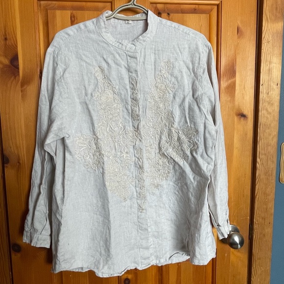 Buykud embroidered linen shirt - Picture 1 of 8